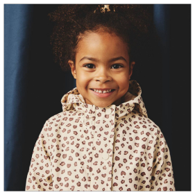 Mädchen Regenjacke mit Kapuze und Print - vanille